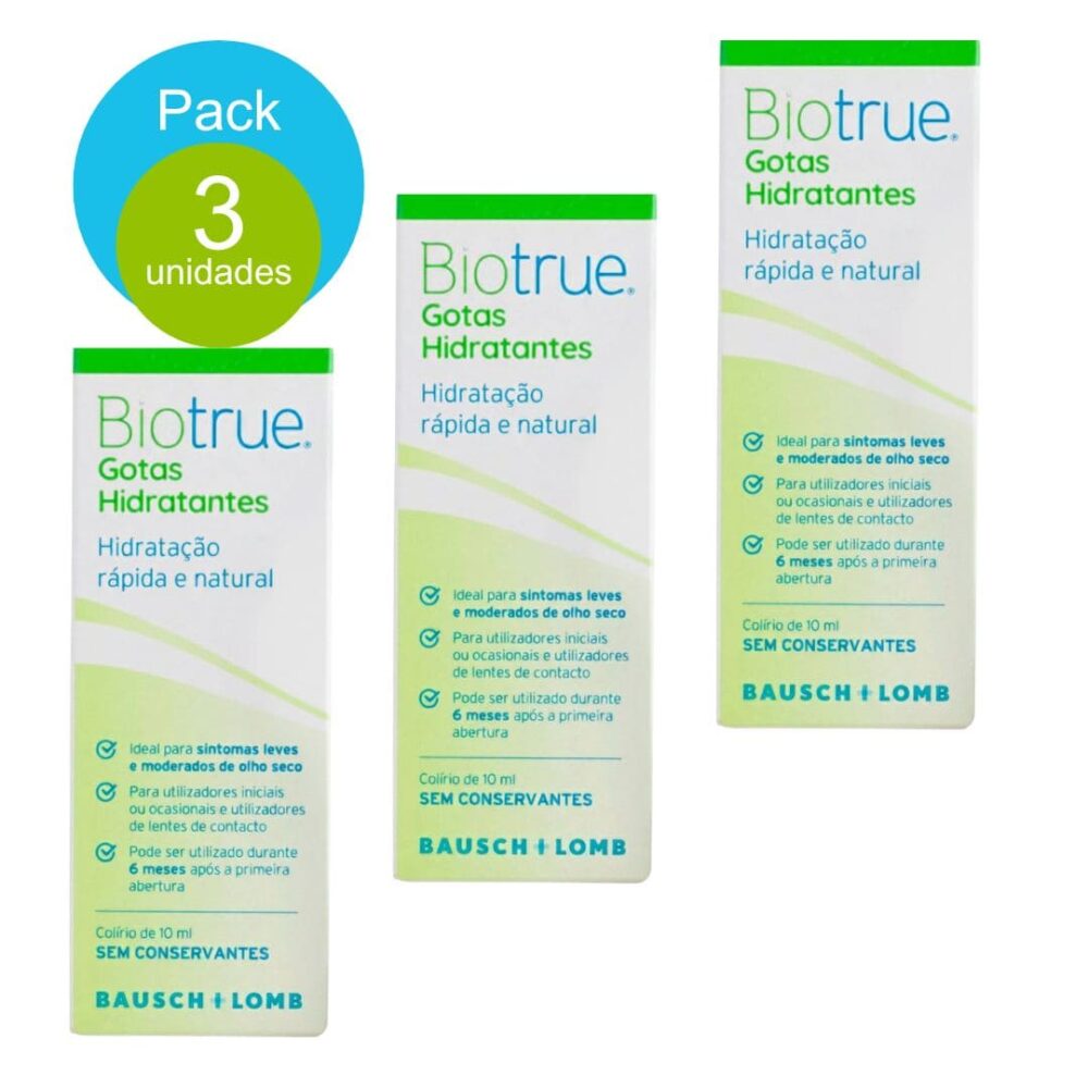 pack de 3 unidades de Biotrue Gotas Humectantes (10ml)