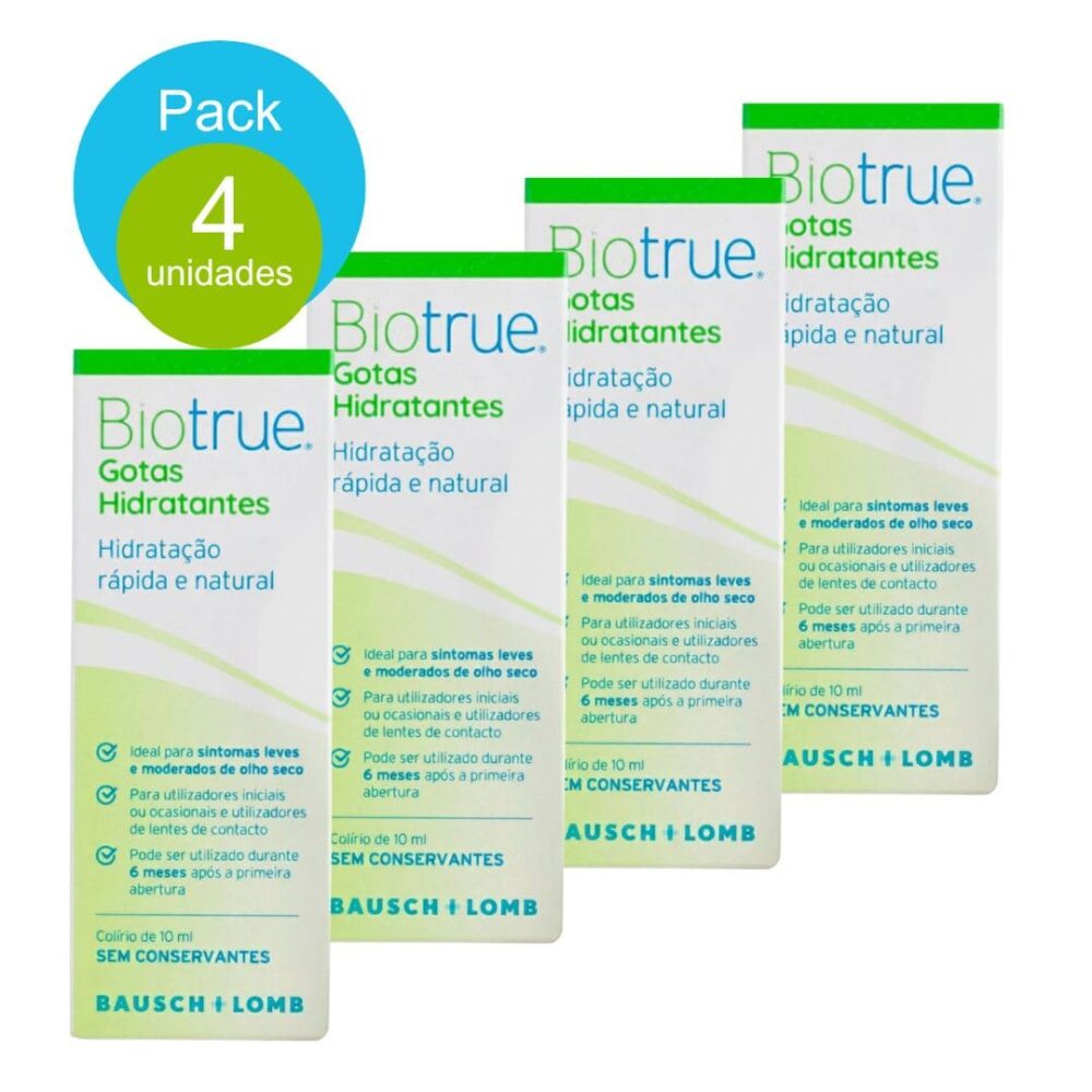pack de 4 unidades de Biotrue Gotas Humectantes (10ml)