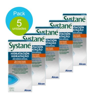 Pack 5 Gotas Oftálmicas Lubricantes Systane Hidratación (10ml) Sin conservantes